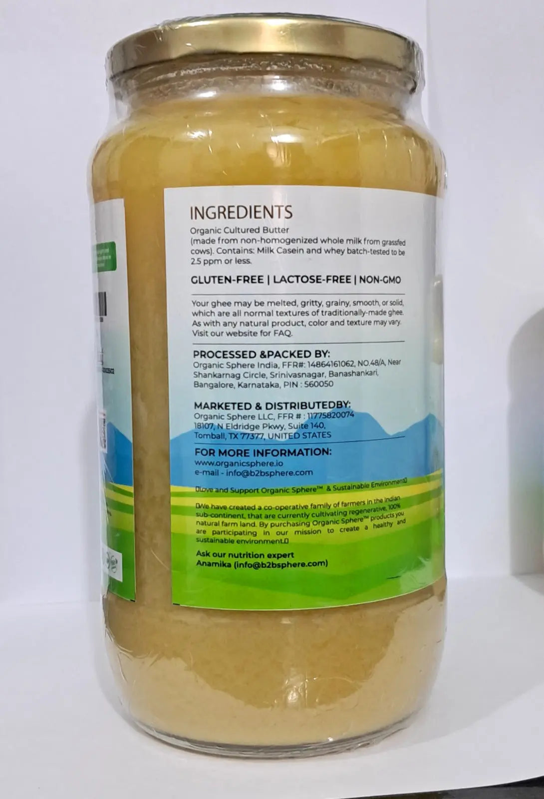 A2 Gir Cow Ghee (Hand Made Desi Ghee) - 1 KG / 2.2 lbs Organic Sphere