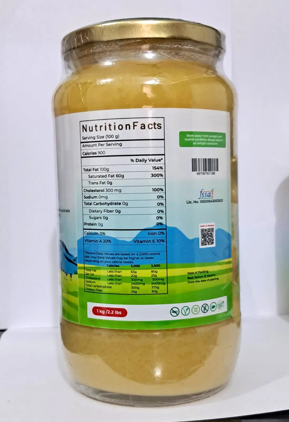 A2 Gir Cow Ghee (Hand Made Desi Ghee) - 1 KG / 2.2 lbs Organic Sphere
