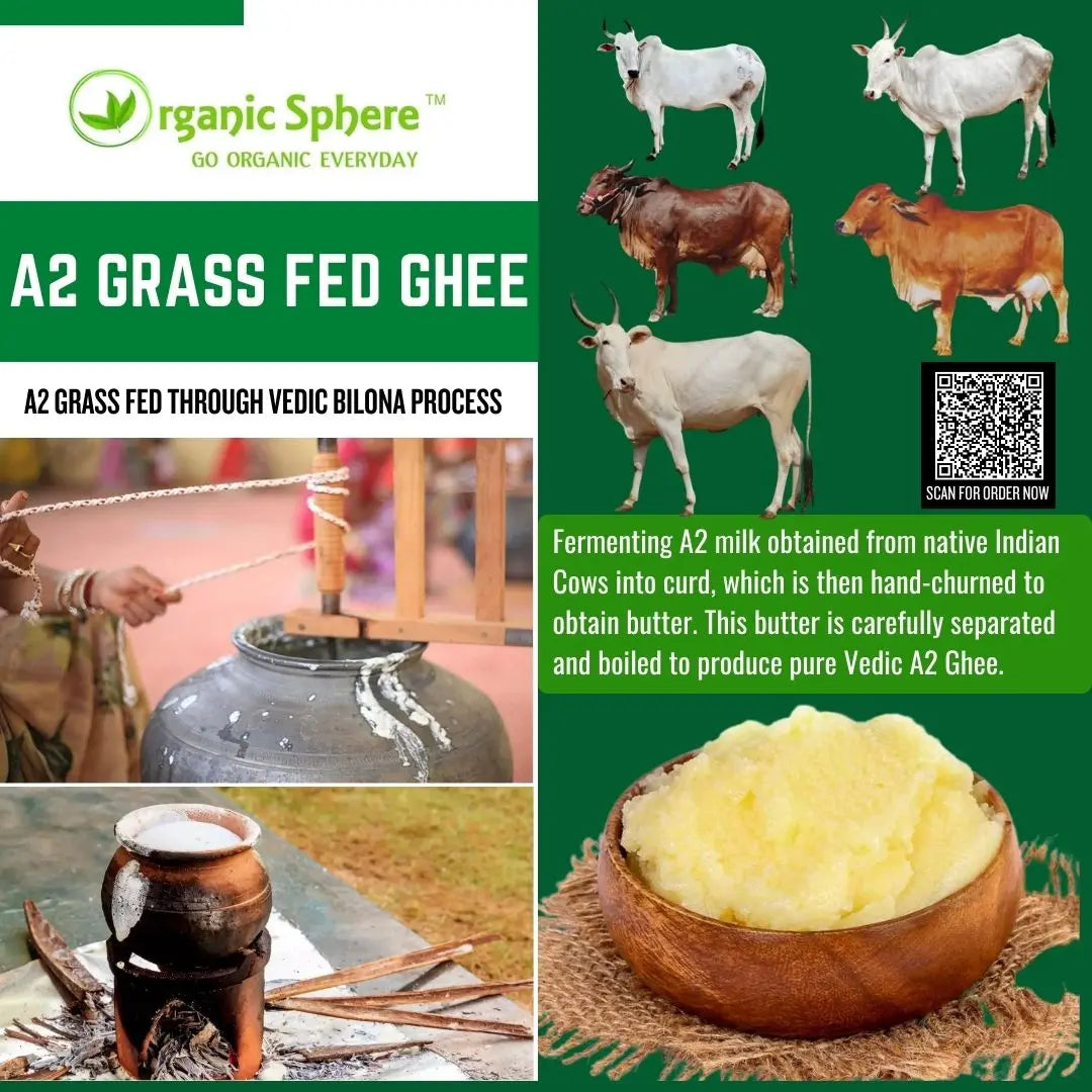 A2 Cow Ghee (Sahiwal / Hallikar Cow) - Handmade Desi Ghee Organic Sphere