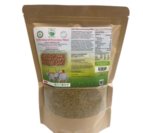 Organic Sphere's 100% Natural Browntop Millet - Buchi Method Processed (Unpolished)- rich in prebiotic fiber, vegan, gluten-free