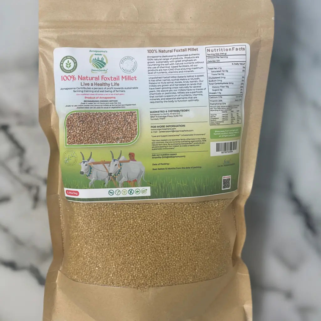 Buchi Method Processed Siridhanya millets (all 5 millets 2lb each) Organic Sphere LLC
