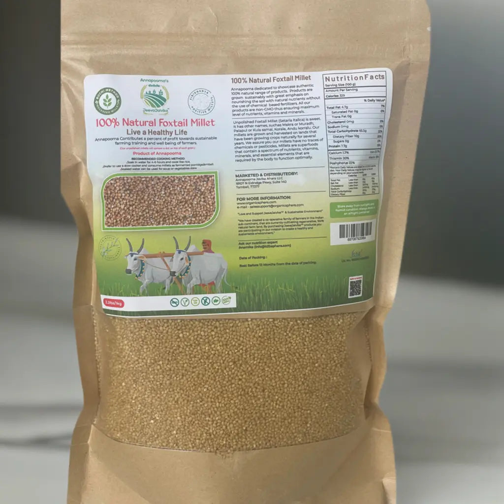 Buchi Method Processed Siridhanya millets (all 5 millets 2lb each) Organic Sphere LLC