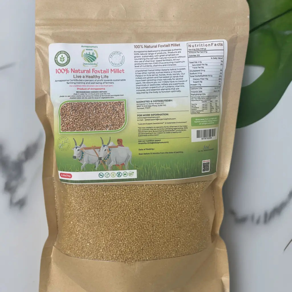 Buchi Method Processed Siridhanya millets (all 5 millets 2lb each) Organic Sphere LLC