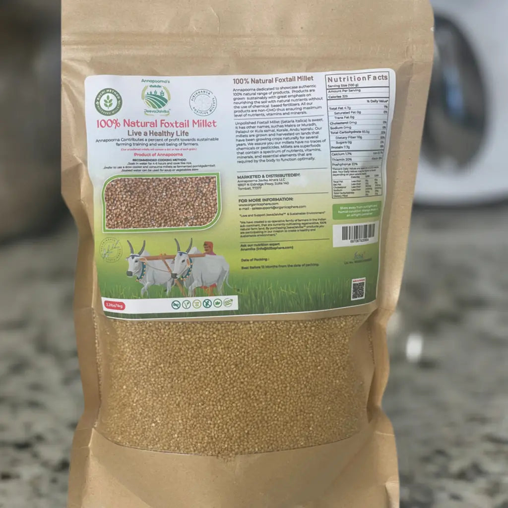 Buchi Method Processed Siridhanya millets (all 5 millets 2lb each) Organic Sphere LLC