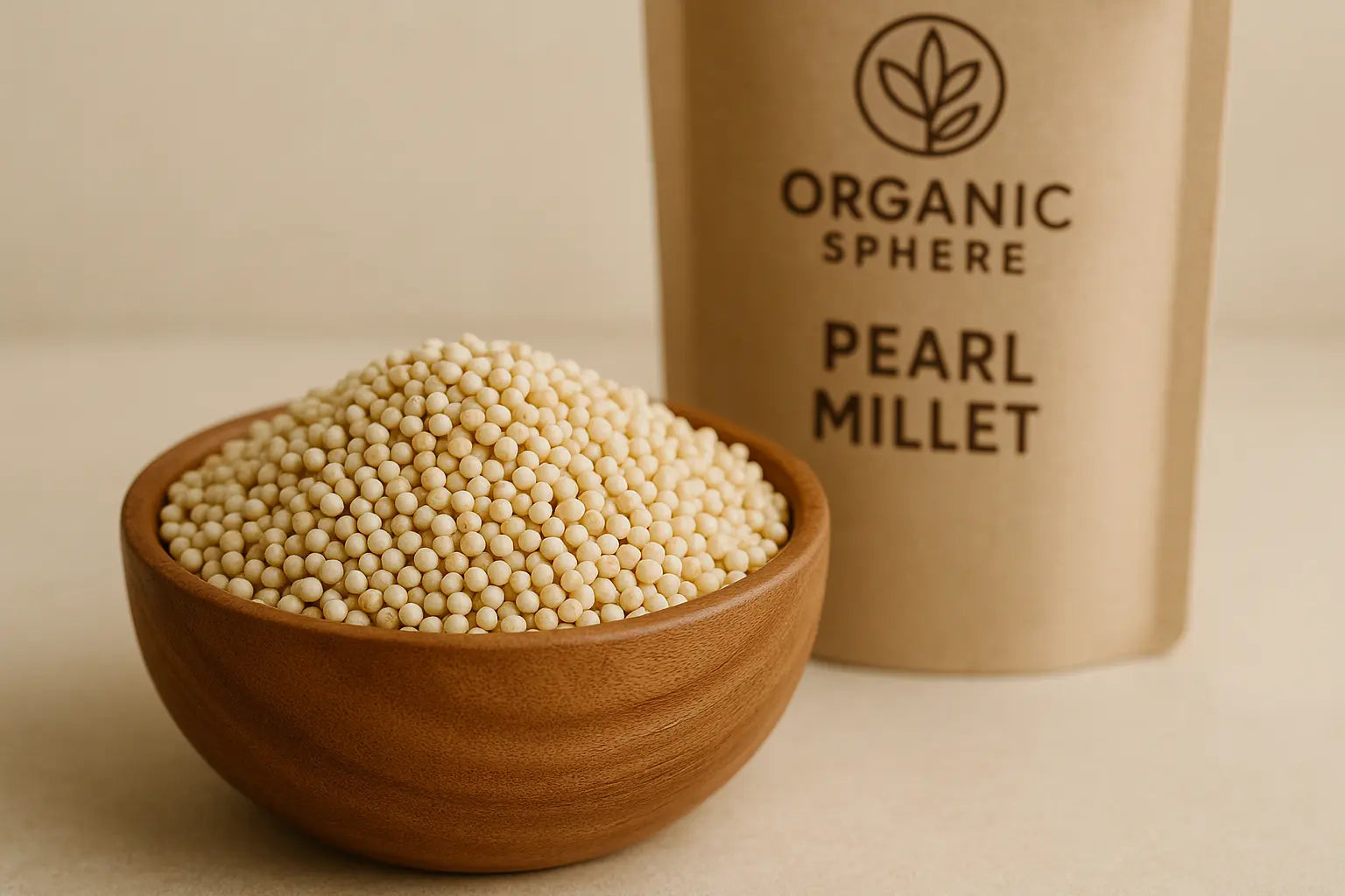 Pearl Millet in a bowl with Organic Sphere brand