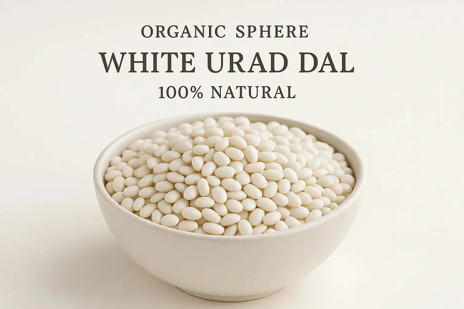 Urad white whole / Gota in a bowl with Organic Sphere Brand and 100% Natural